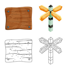 Vector illustration of raw and forest symbol. Collection of raw and hardwood vector icon for stock.
