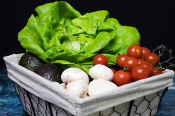 Basket of organic farmer's market vegetables