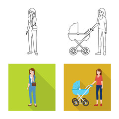 Isolated object of character and avatar logo. Set of character and portrait stock vector illustration.