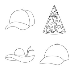 Vector illustration of headgear and napper logo. Collection of headgear and helmet stock symbol for web.