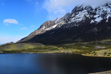 Fototapeta na wymiar Montaña llegando al lago