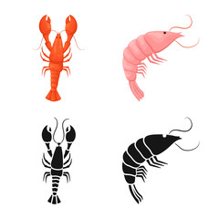 Obraz premium Vector illustration of appetizer and ocean sign. Set of appetizer and delicacy stock symbol for web.