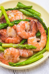 海老とアスパラガスの炒め物