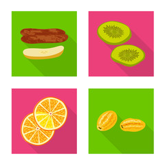 Vector design of fruit and dried logo. Collection of fruit and food stock vector illustration.