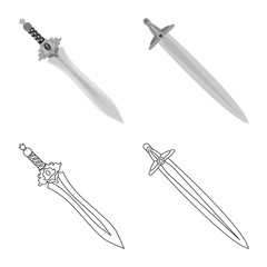 Vector design of game and armor icon. Set of game and blade stock symbol for web.