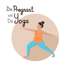 Pregnant Woman at Yoga Class Vector Illustration