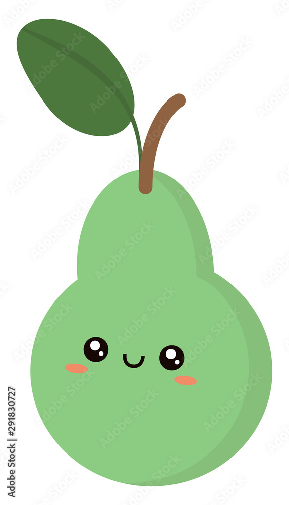 Poster Green pear, illustration, vector on white background.