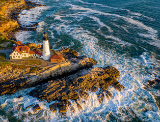 Maine light house at sunrise