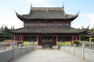 Fototapeta premium Zhouzhuang,China-September 17, 2019: Chengxu Taoist Temple or Shengtang Hall in Zhouzhuang, China