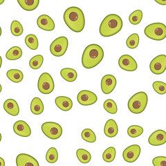Avocado seamless pattern. Flat vector illustration texture pattern.