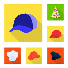 Vector design of fashion and profession logo. Collection of fashion and cap stock symbol for web.