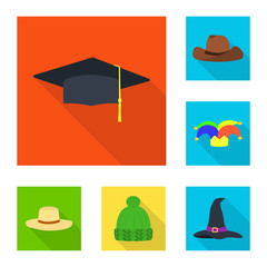 Isolated object of fashion and profession logo. Set of fashion and cap stock symbol for web.
