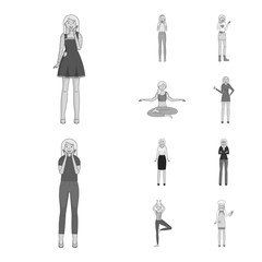 Isolated object of emotions and female sign. Set of emotions and body stock symbol for web.