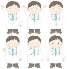 白衣を着て聴診器をつけた男の人