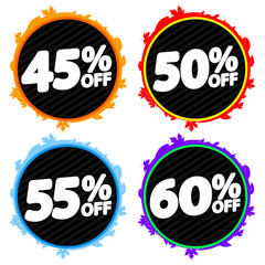 Set Autumn Sale banners design template, Fall discount tags, Thanksgiving Day promotions, app icons, vector illustration