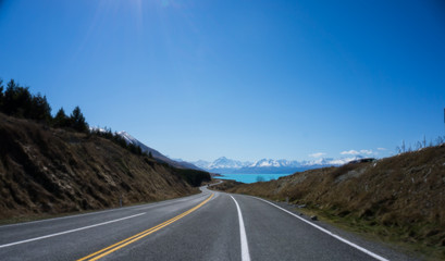 road lake pukaki new zealand mt cook