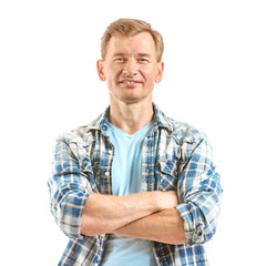 Portrait of handsome man on white background