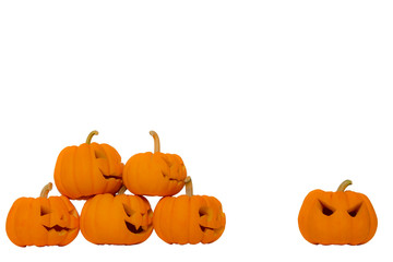 Halloween background. happy stacking crazy gang of Spooky pumpkin head