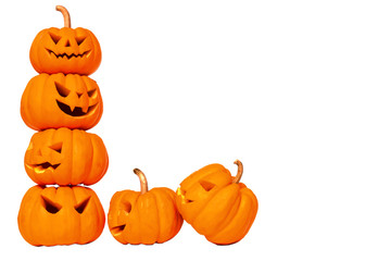 Halloween background stacking cute crazy gang of Spooky pumpkin head