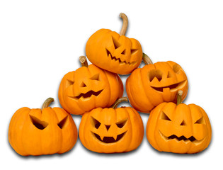 Halloween background. stacking cute crazy gang of Spooky pumpkin