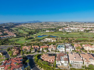 Fototapeta na wymiar Aerial view of little town in Orange County