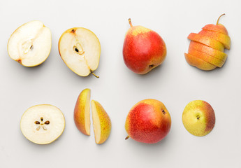 Sweet ripe pears on white background