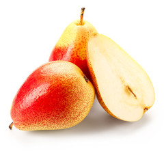 Sweet ripe pears on white background