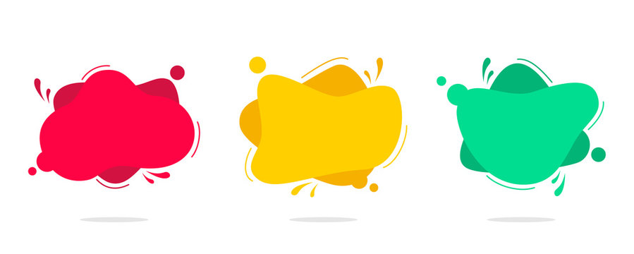 Modern set of abstract banners vector. Flat geometric liquid color banners