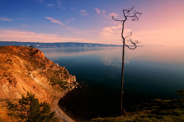 Early morning at the Small Sea Strait of Lake Baikal