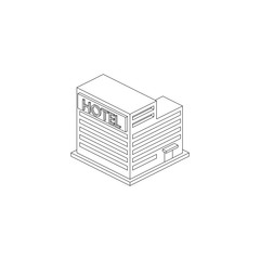 Isometric Building Represent Five Stars Hotel With Swiming Pool