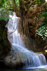 Erawan Waterfall on rain forest and natural