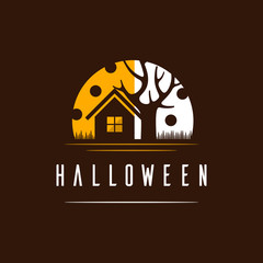 Home Scary Halloween Creative Simple Logo Design Template Element Vector Illustration