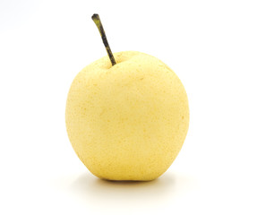One full chinese pear isolated on white background