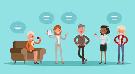 business people working in office vector character design no41