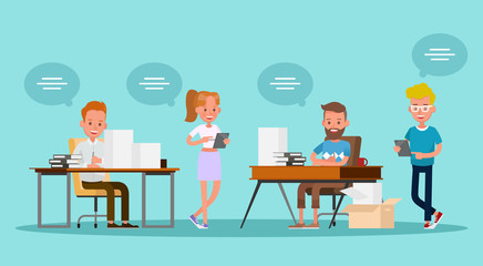 business people working in office vector character design no46