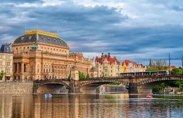 Foto op Plexiglas The National Theatre located in Prague, Czech Republic on the Vltava River. © Jbyard