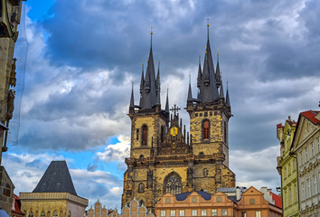 Fototapeta premium The Church of Our Lady before Tyn, is a gothic church located in the Old Town Square of Prague, Czech Republic.