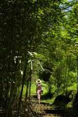 woman hiking in the forest at Xitou