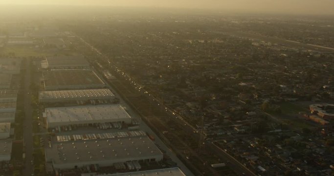 Aerial Shot, Day, Pan From La Neighborhood To Santa Monica Airport, Drone