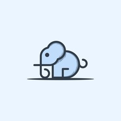 Baby Elephant Line Creative Modern Icon Logo Design Template Element Vector Illustration