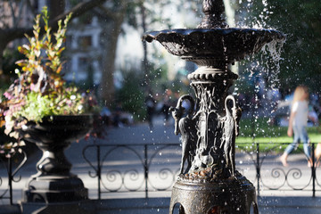 Madison Square Park fountain detail. - obrazy, fototapety, plakaty