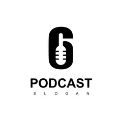 Six Podcast Logo Design Template