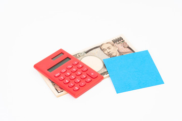 Ten thousand yen banknote with post-it paper