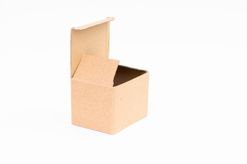 Brown paper box on white background