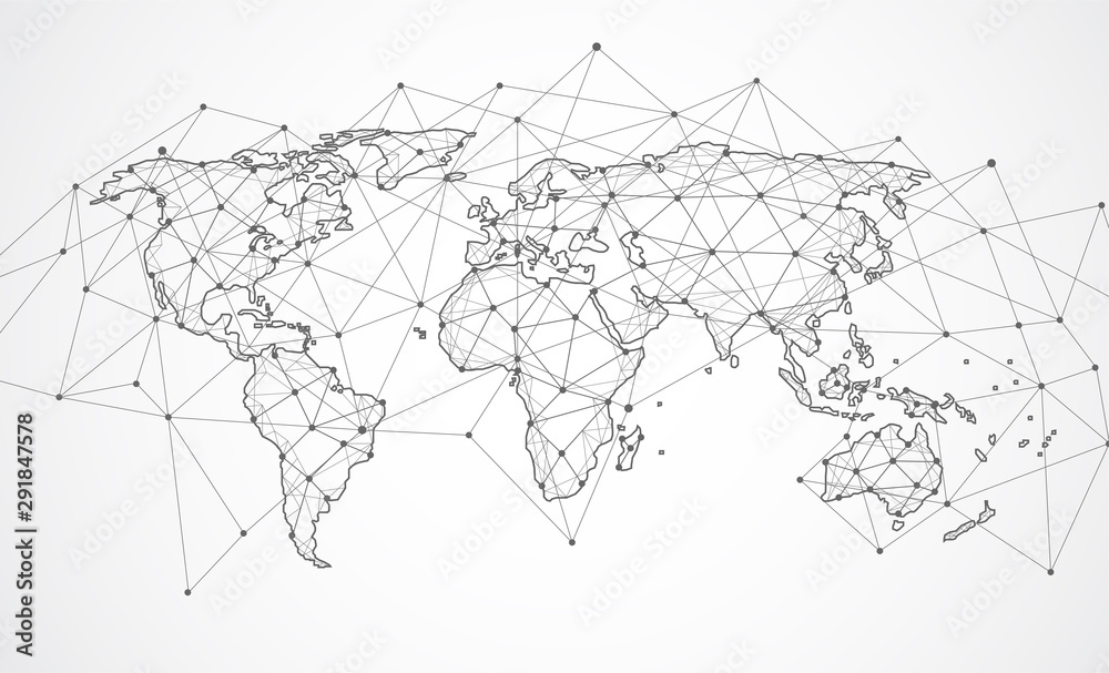 Wall mural global network connection. world map point and line composition concept of global business. vector i
