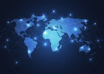Foto op Plexiglas Global network connection. World map point and line composition concept of global business. Vector Illustration © royyimzy
