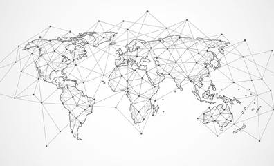 Deurstickers Global network connection. World map point and line composition concept of global business. Vector Illustration © royyimzy