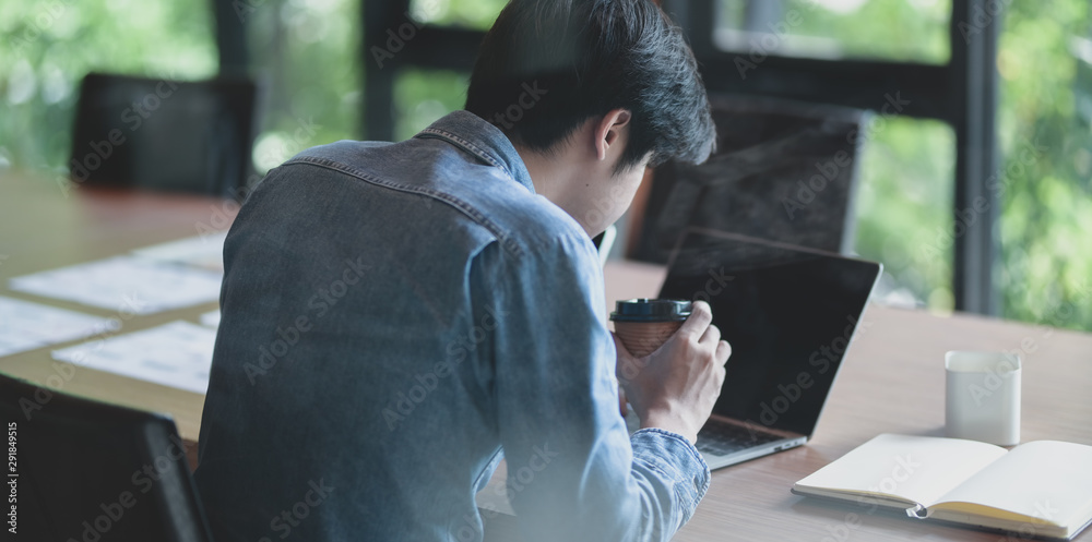 Sticker hard-working male ui web designer working on his new smartphone templates project