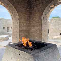 Ateshgah fire temple, burning natural gas outlets, Azerbaijan