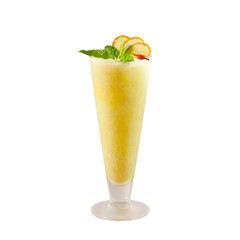 Banana smoothie, isolated on white background, with clipping path